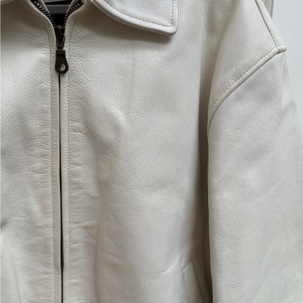 🎉🎉HP🎊🎊 Ambition New York Men’s 2XL White Fur Lined Real Leather Coat Jacket - Picture 2 of 11